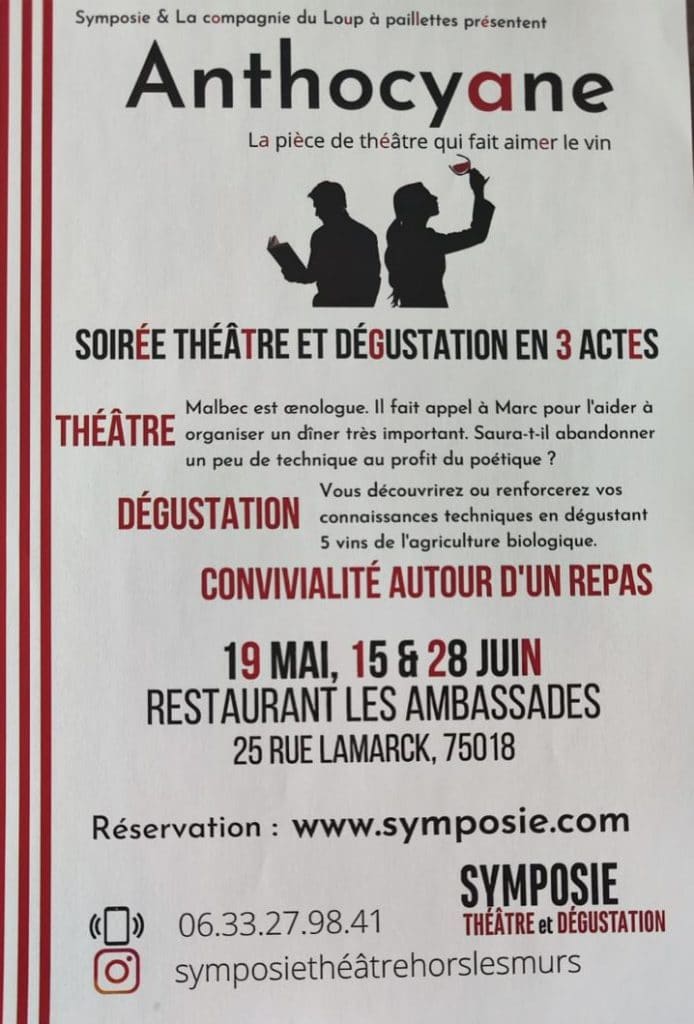 Anthocyane - soirée théâtre restaurant Paris 18e les Ambassades de Montmartre