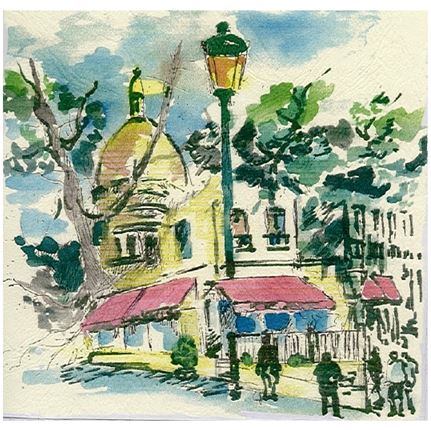 Peinture Sacré-Cœur déco restaurant bar terrasse Paris 18 - Les Ambassades de Montmartre